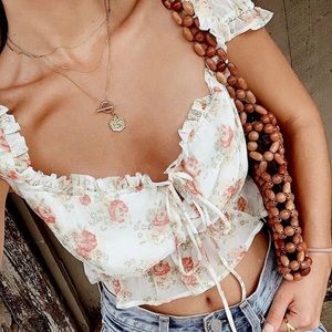NWT MAJORELLE Libby White Floral Top Sm/2-4
